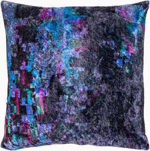 Surya Glitch Modern Accent Pillow – Luxurious 18"L X 18"W Cotton & Viscose Decor For Living Room Elegance Black Viscose,Cotton Gtc002-2020