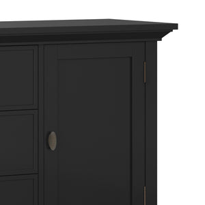 English Elm Redmond Medium Storage Cabinet - Handcrafted Solid Wood In Elegant Black Finish With Antique Brass Hardware B136P159530-GIGA