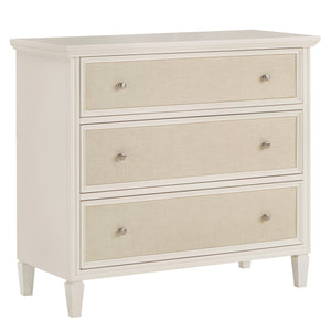 Homelegance By Top-Line Amos White Finish Beige Linen Drawer Face Dresser White MDF