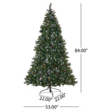 Christopher Knight Home® - Noble House - 7-foot Mixed Spruce Pre-Lit Clear String Light Hinged Artificial Christmas Tree with Frosted Branches