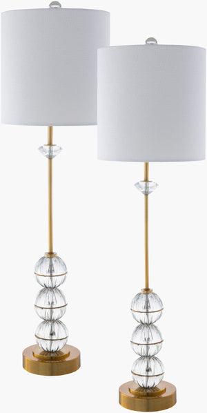 Surya Grantley 34" Buffet Table Lamp - Elegant Crystal & Metal Design With Linen Shade For Inviting Ambiance Body, Clear Crystal,Iron,Iron,Linen,Crystal Gtl-001