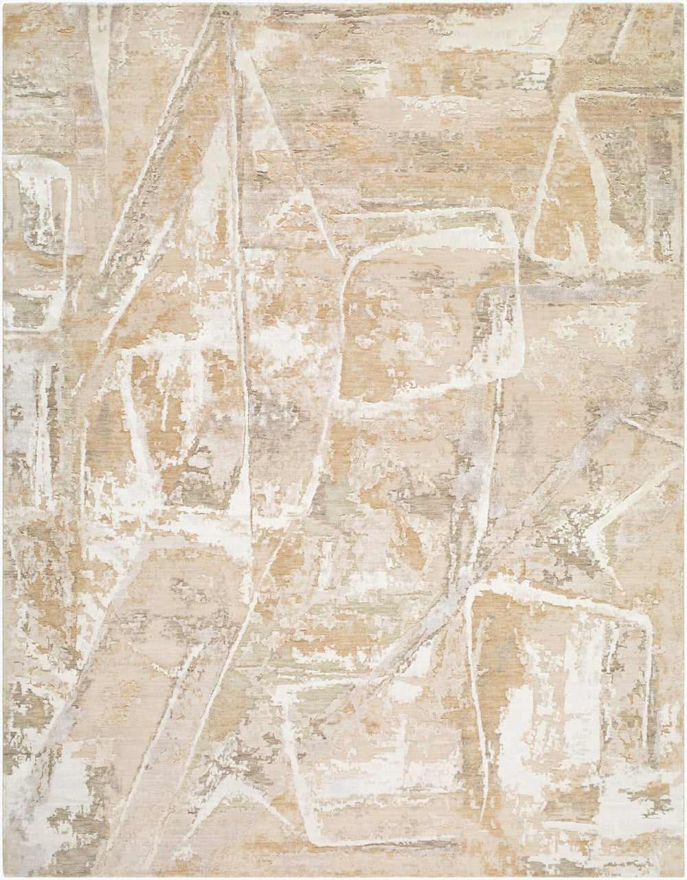 Surya Georgetown Handmade 10' X 14' Rug - Mid-century Modern Style, Durable Viscose & Wool Blend For High-traffic Areas Sandstone Wool,Viscose,Nylon Gtn2302-86116