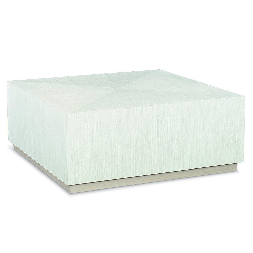 Bernhardt Bernhardt Axiom Square Cocktail Table With Pyramid Veneer Top, Linear White/Gray Finish & Casters 381011