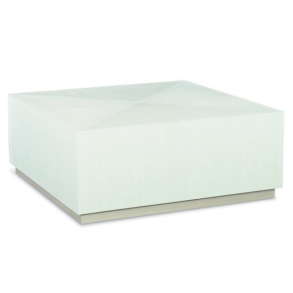 Bernhardt Bernhardt Axiom Square Cocktail Table With Pyramid Veneer Top, Linear White/Gray Finish & Casters 381011