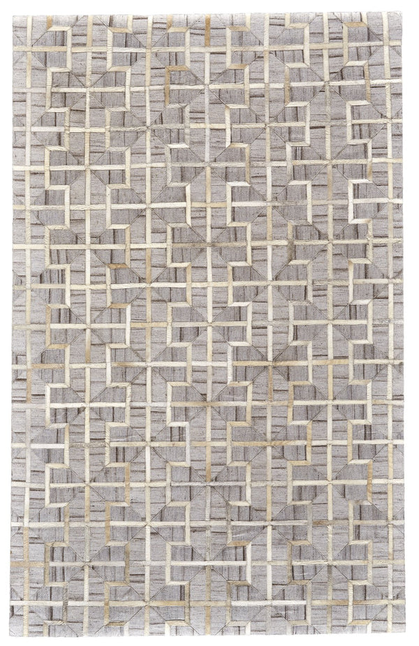 Feizy Rugs 7380756f Fannin Hand Woven Geometric Rug - Rustic Meets Modern With Viscose And Leather For Elegant Spaces Gray,Ivory,Brown Viscose,Leather 7380756fivysndp00