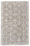 7380756F Fannin Hand Woven Geometric Rug - Rustic Meets Modern with Viscose and Leather for Elegant Spaces