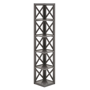 Homelegance By Top-Line Julius X-Frame 5-Shelf Bookcase Grey Rubberwood