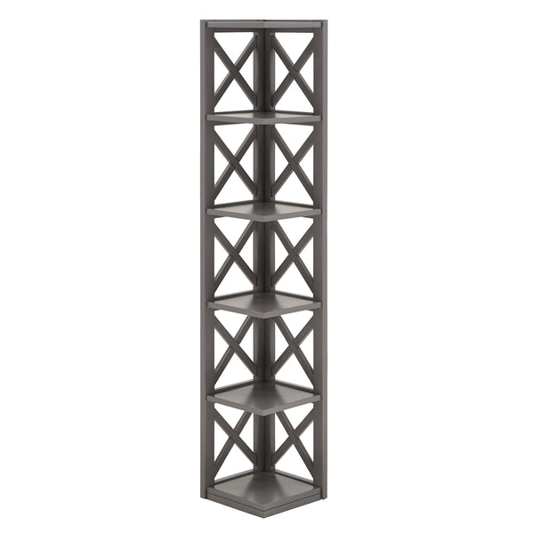 Homelegance By Top-Line Julius X-Frame 5-Shelf Bookcase Grey Rubberwood