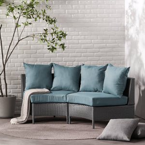English Elm Christopher Knight Home® - PT LIMON SINGLE SOFA Curved Armless Outdoor/Indoor Faux Rattan Chairs with Water-Resistant Cushions and Heavy-Duty Iron Frame Grey 54786.00GT