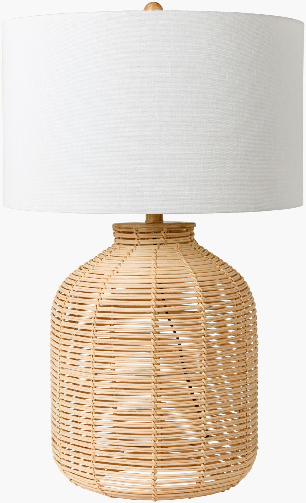 Surya Galatas Stylish 29" Tall Accent Table Lamp With Elegant White Linen Shade For Modern Home Decor Body, Black,Shade, White,Finial, Black,Harp, Metallic ,Nickel,Cord, Black Rattan,Linen,Polyester,Iron Gts-001
