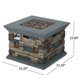 Christopher Knight Home® Noble House 32'' Stone Square Mgo Fire Pit - 40000Btu