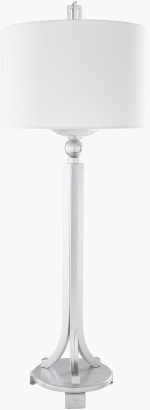 Surya Gustav 39" Elegant Accent Table Lamp With Linen Shade - Modern Metal Design For Home & Office Decor Body, Metallic ,Nickel,Base, Metallic ,Nickel,Shade, White,Finial, Metallic ,Nickel,Harp, Metallic ,Nickel,Cord, Translucent Iron,Iron,Linen,Polyester,Iron Gtv-002