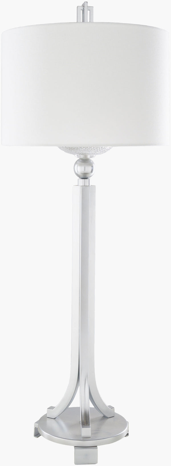 Surya Gustav 39" Elegant Accent Table Lamp With Linen Shade - Modern Metal Design For Home & Office Decor Body, Metallic ,Nickel,Base, Metallic ,Nickel,Shade, White,Finial, Metallic ,Nickel,Harp, Metallic ,Nickel,Cord, Translucent Iron,Iron,Linen,Polyester,Iron Gtv-002