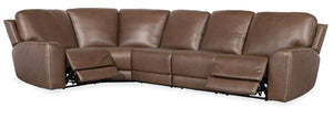 Hooker Furniture Torres Semi-Aniline Leather 5-Piece Sectional With Power Recline, Headrests & Usb Charging功能 118.00 L x 118.00W x 40.50H SS640-5PC2-088
