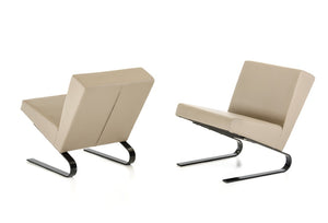 VIG Furniture Relax Taupe Lounge Chair Set Of 2 — Contemporary Reclined Leatherette Accent Chairs With Black Metal Legs, Durable Style VGGUHY-212RH-TPE