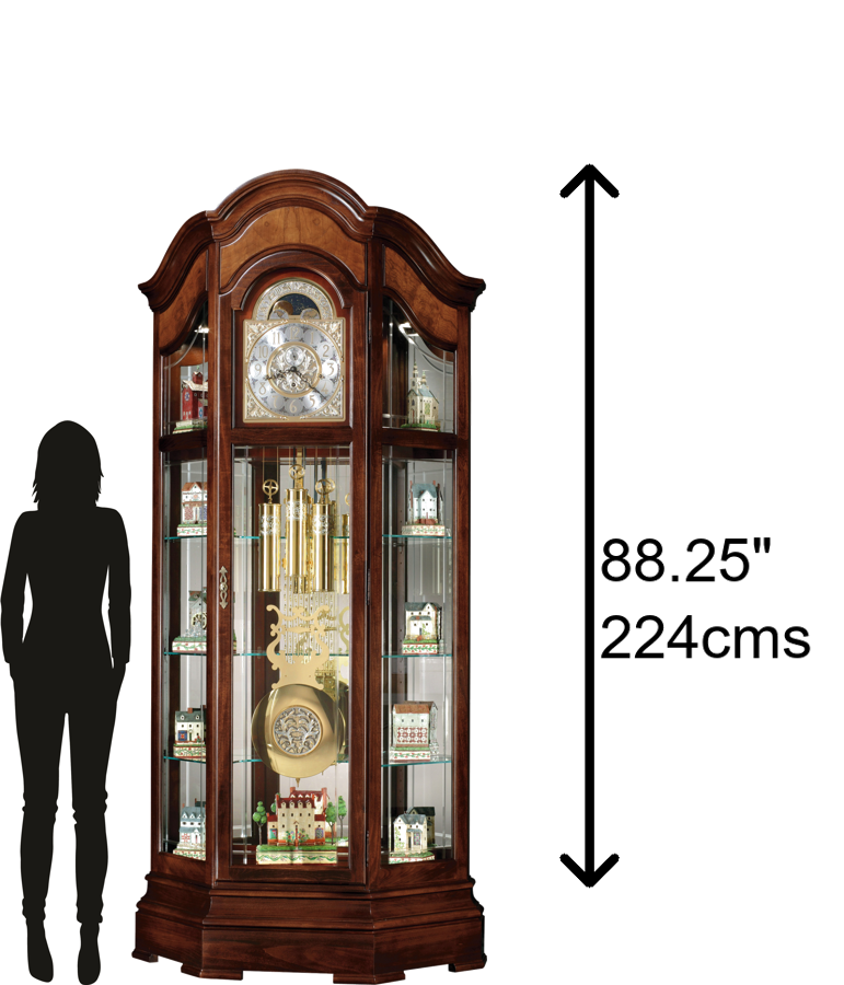 Hekman Furniture 610939 Majestic Ii Grandfather Clock With Curio Shelves, Adjustable Chimes & Elegant Cherry Finish Windsor Cherry Majestic Ii Grandfather Clock 610939