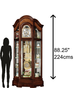 Hekman Furniture 610939 Majestic Ii Grandfather Clock With Curio Shelves, Adjustable Chimes & Elegant Cherry Finish Windsor Cherry Majestic Ii Grandfather Clock 610939