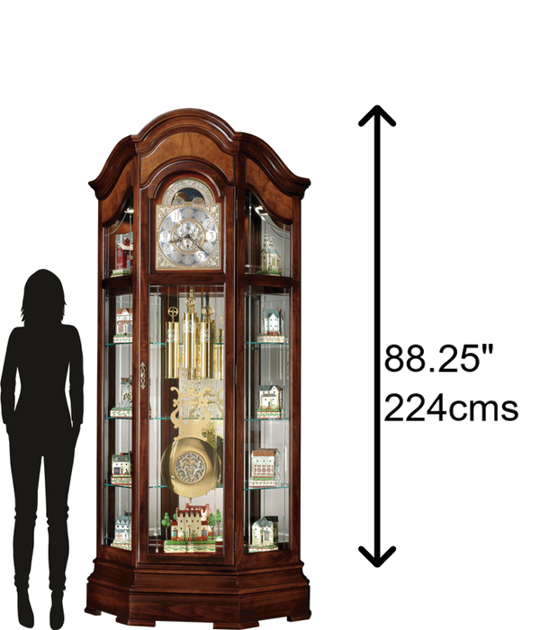 Hekman Furniture 610939 Majestic Ii Grandfather Clock With Curio Shelves, Adjustable Chimes & Elegant Cherry Finish Windsor Cherry Majestic Ii Grandfather Clock 610939