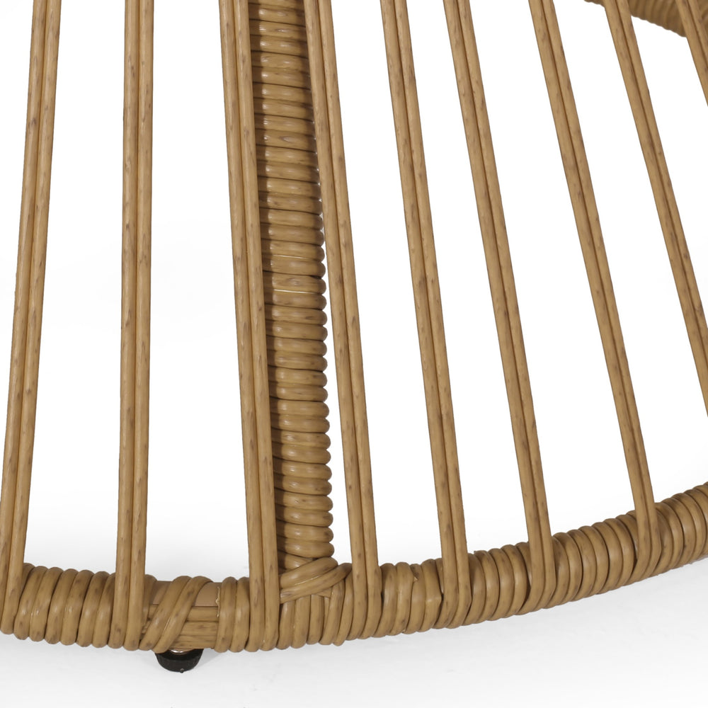 English Elm Christopher Knight Home® - ELAINE Wicker High-Back Chair Light Brown — Boho PE Rattan Papasan with Iron Frame, Weather-Resistant Cushion 71842.00LBGE