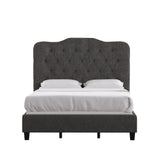 Homelegance By Top-Line Cosette Adjustable Diamond Tufted Camelback Bed Black Linen