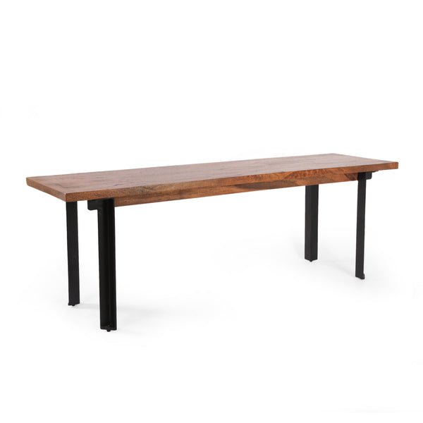 English Elm Outdoor Mango Wood Dining Bench with Iron Frame Handcrafted Industrial Entryway Seat 69422.00
