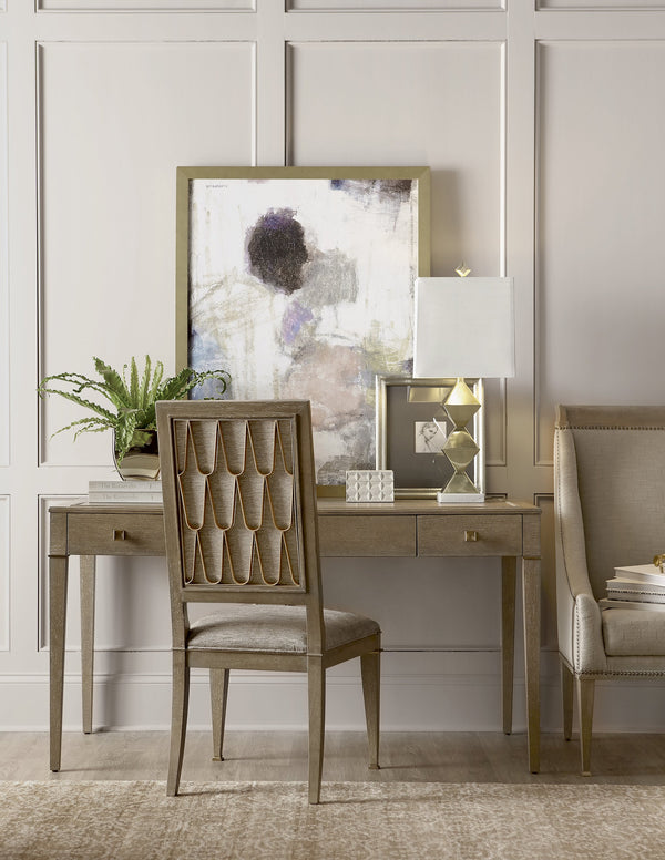 A.R.T. Furniture Cityscapes Bleecker Upholstered Side Chair Set Of 2 - Elegant Contemporary Design With Brass Accents - Set Of 2 Brown, Gray Parawood Solids,Quarter Oak Veneer,And Brass Accent Metal 232203-2323p2