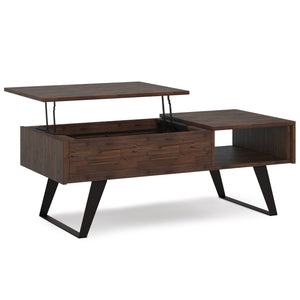 English Elm Lowry Lift Top Coffee Table - Distressed Charcoal Brown, Solid Acacia Wood, Modern Industrial Style B136P158846