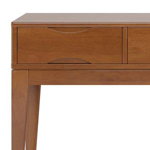 English Elm Harper Console Sofa Table - Mid-Century Style, Teak Brown Finish, Versatile Storage Solution B136P158708