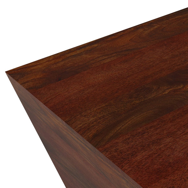 English Elm Abba Square Coffee Table - Handcrafted Cognac Brown Mango Wood With Brass Trim For Elegant Living B136P158265