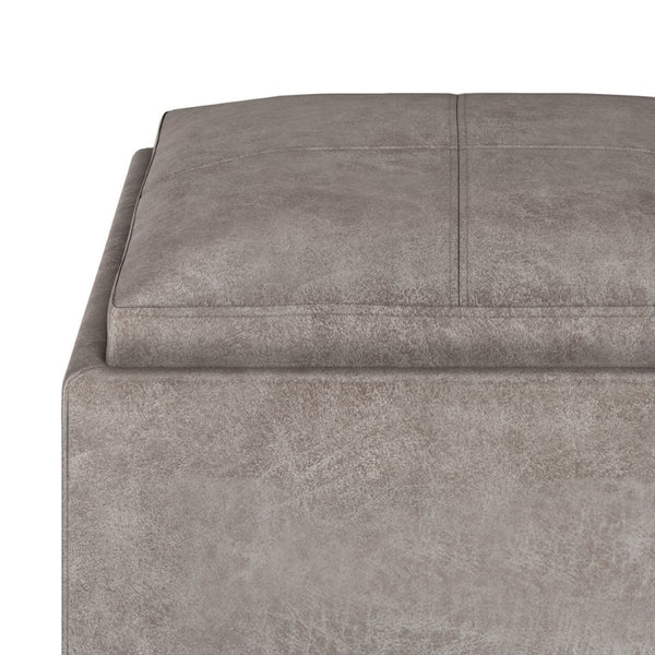 English Elm Rockwood - Stylish Multi-Functional Cube Storage Ottoman With Flip-Over Tray In Grey Taupe B136P159100-GIGA