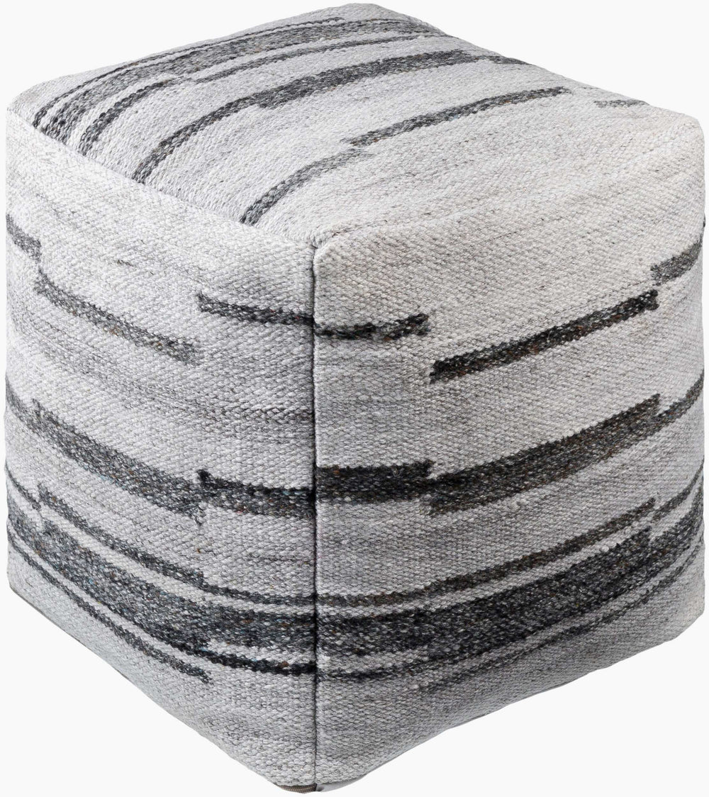 Surya Guinea Eco-friendly Modern Pouf - 18" Stylish Indoor/Outdoor Seating, Lightweight & Versatile Slate Gray Recycled Pet Yarn,Polyester,Polybeads Gupf001-181818