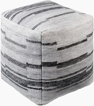 Surya Guinea Eco-friendly Modern Pouf - 18" Stylish Indoor/Outdoor Seating, Lightweight & Versatile Slate Gray Recycled Pet Yarn,Polyester,Polybeads Gupf001-181818