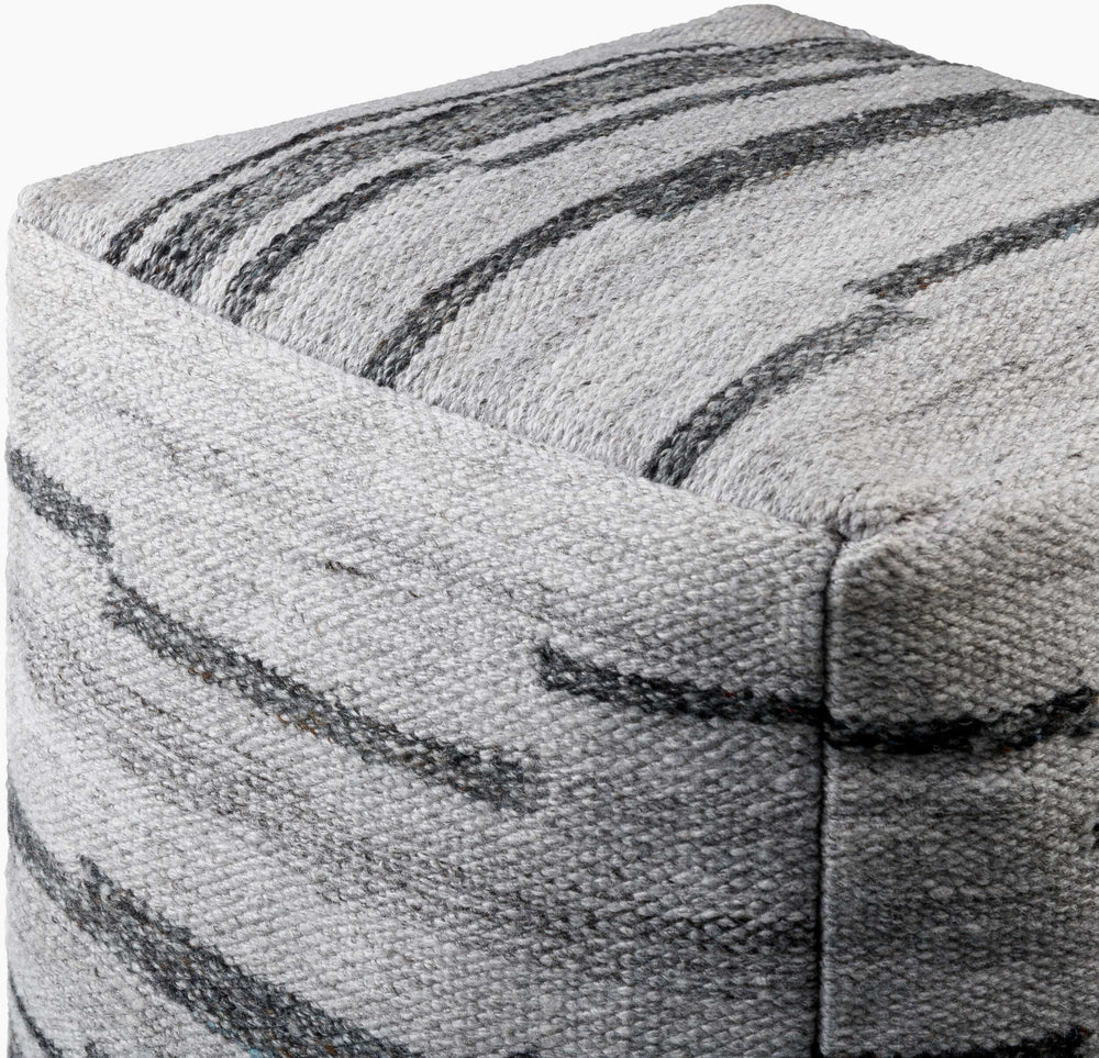 Surya Guinea Eco-friendly Modern Pouf - 18" Stylish Indoor/Outdoor Seating, Lightweight & Versatile Slate Gray Recycled Pet Yarn,Polyester,Polybeads Gupf001-181818