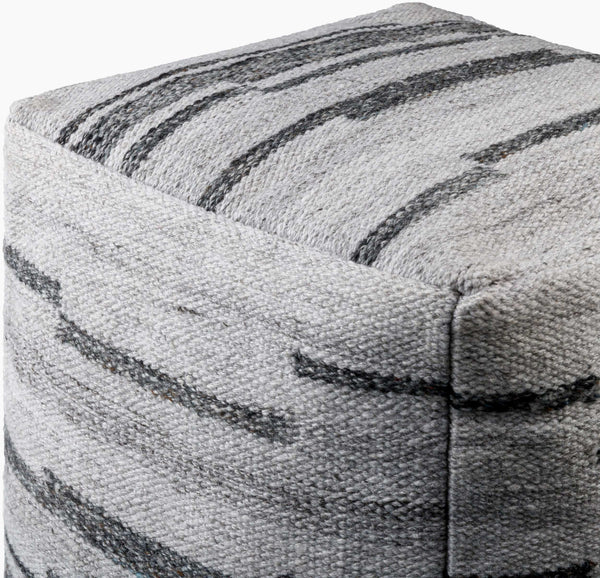 Surya Guinea Eco-friendly Modern Pouf - 18" Stylish Indoor/Outdoor Seating, Lightweight & Versatile Slate Gray Recycled Pet Yarn,Polyester,Polybeads Gupf001-181818