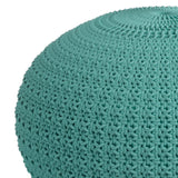 Hearth and Haven Multi-Purpose Waterproof Round Knitted Pouf B136P159015 Aqua