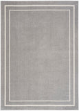 Nourison Essentials NRE02 Machine Made Power-loomed Narrow Border Indoor/Outdoor Contemporary Outdoor Rug Grey,Ivory, Grey Ivory 100% Polypropylene 99446148117