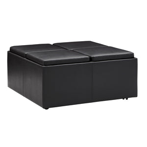 Homelegance By Top-Line Monti Upholstered Storage Ottoman Dark Brown Faux Leather