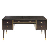 4-Drawer Desk with Charging Port in Chocolate Burl Brown Black with Chocolate Brown Burl finish P301017 Pulaski Furniture