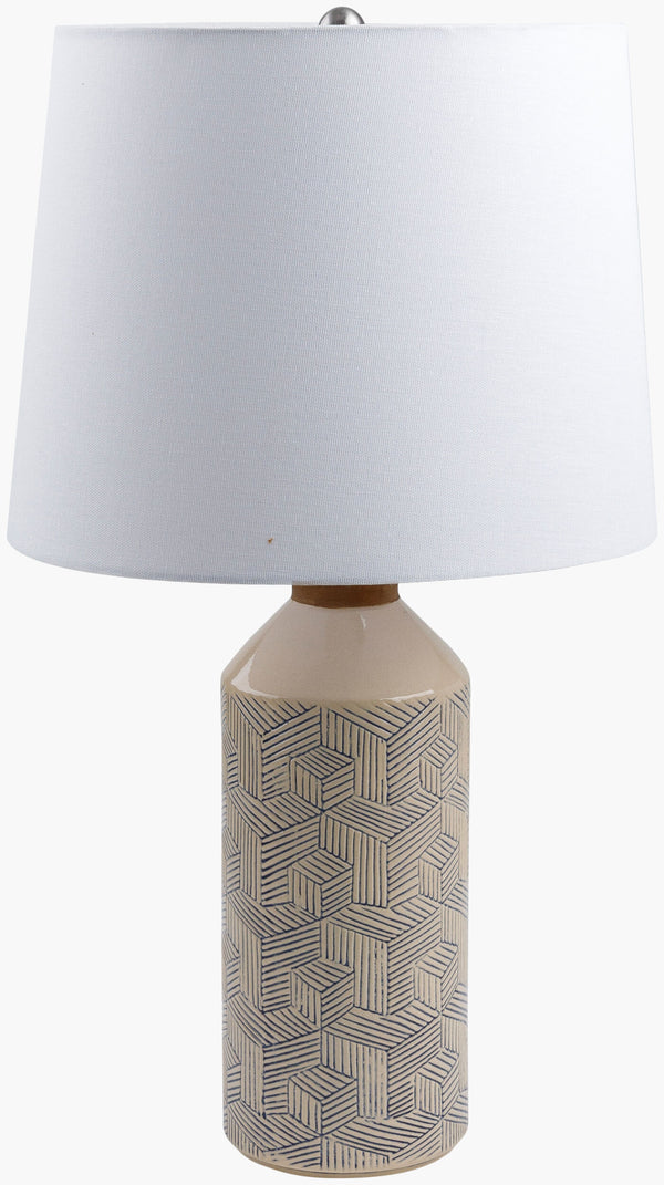 Surya Gouverneur 23"H Ceramic Accent Table Lamp With Linen Shade - Stylish Home Decor & Easy Care Solution Body, Beige,Shade, White,Finial, Metallic ,Silver,Harp, Metallic ,Nickel,Cord, Translucent Ceramic,Linen,Linen,Nickel Guv-001