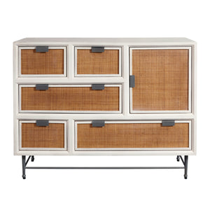 5-Drawer Accent Chest with Cabinet White with Crisp White finish with Cane Finish P301551 Pulaski Furniture