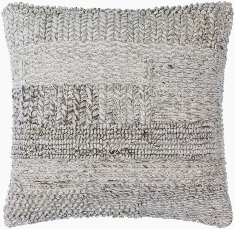 Surya Guyana 18" Outdoor Safe Accent Pillow - Stylish Polyester Design For Cottage Decor & Easy Care Light Gray Recycled Pet Yarn,Polyester Guy001-2020