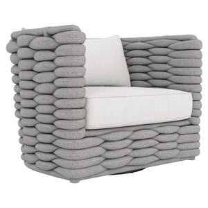 Bernhardt Bernhardt Wailea Nordic Gray Outdoor Swivel Chair With 360° Oyster Base, Soft-Knit Weatherproof Weave - Made to Order OP213SC
