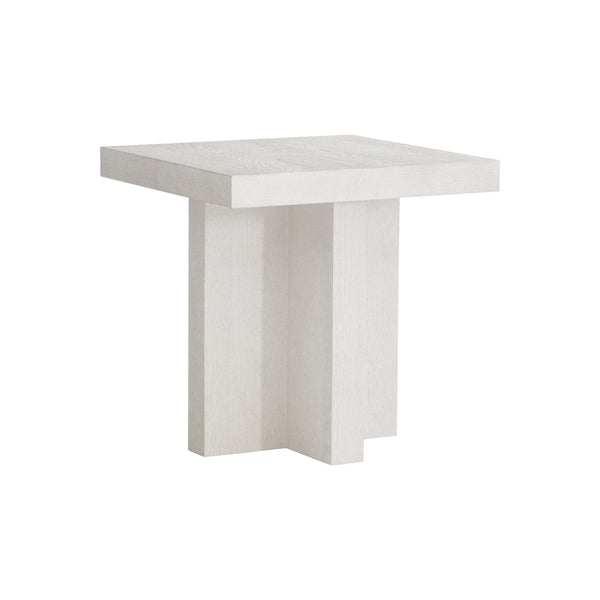 Bernhardt Bernhardt Sandblasted White Blythe Side Table — Modern Rustic Square Top With Cross-Shaped Base, 24" 485111