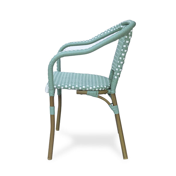 English Elm Bistro Chair Set of 2 French Country Woven Aluminum Outdoor Patio Seating Pair 72906.00LT