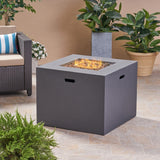 Christopher Knight Home® Noble House Outdoor Patio 24.5" H X 31.25" W Square Gas Burning Concrete Fire Pit  - 40, 000 Btu, Dark Grey