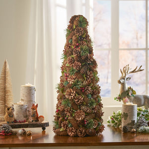 Christopher Knight Home® - Noble House - Pre-Decorated Pine Cone and Glitter Unlit Artificial Tabletop Christmas Tree