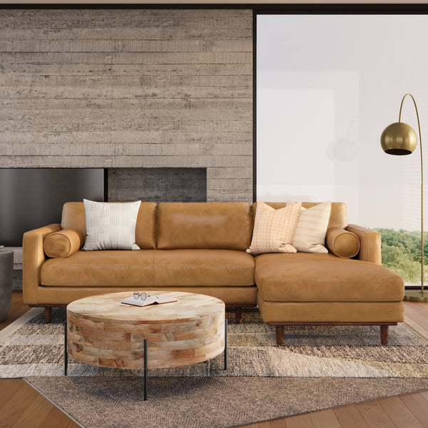 English Elm Morrison Right Sectional Sofa In Sienna Leather - Mid-Century Modern Comfort For Stylish Living B136P159599