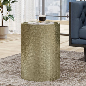 English Elm Christopher Knight Home® - METAL Round Hammered Accent Side Table with Textured Iron Frame, Modern Industrial Chic Decor Gold 65502.00GLD