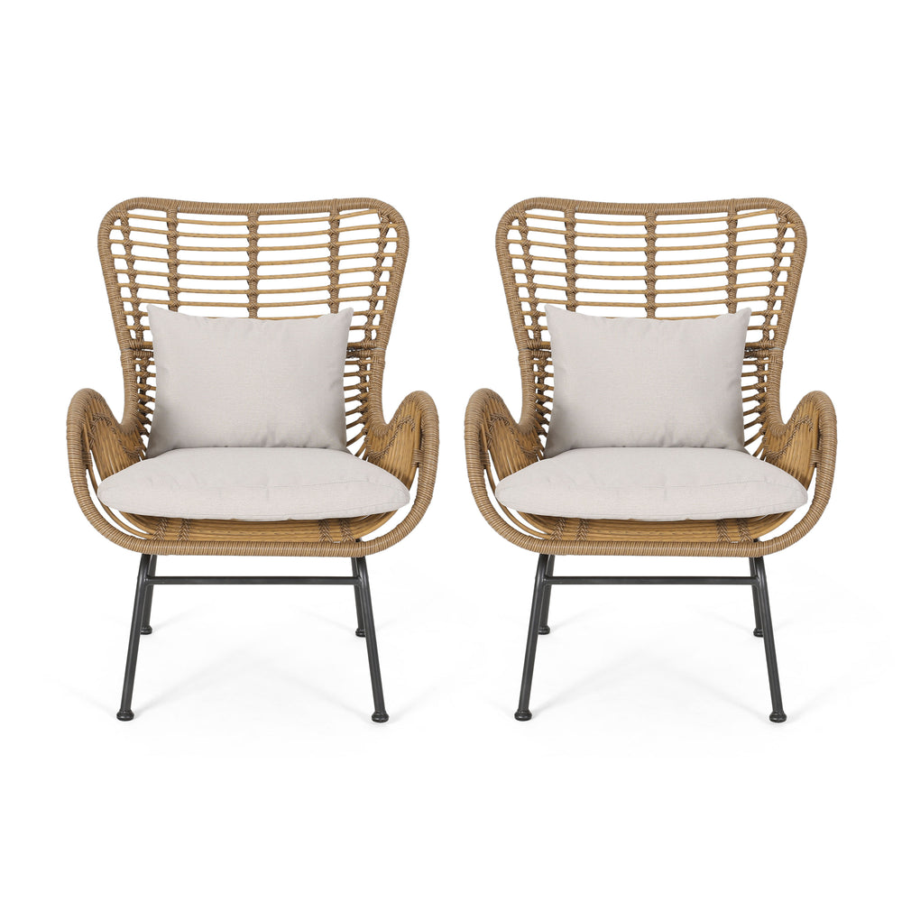 English Elm Tapscott All-weather Rattan Outdoor Accent Chairs Set of 2 with Cushions 65044.00LBRN