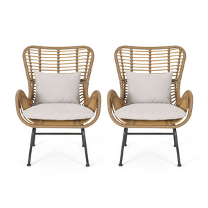 English Elm Tapscott All-weather Rattan Outdoor Accent Chairs Set of 2 with Cushions 65044.00LBRN
